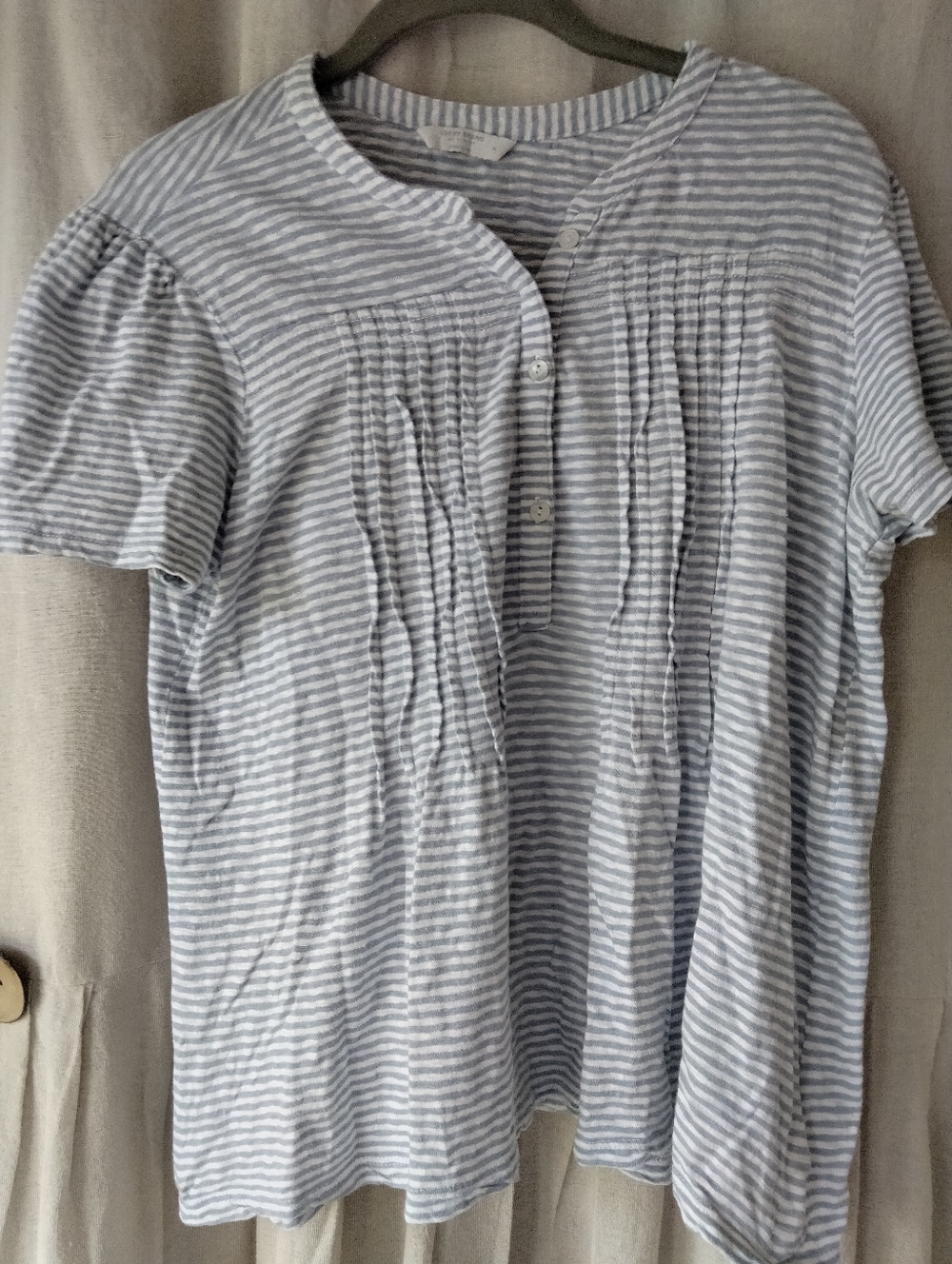 Lucky Brand Blue and White Striped Henley Top